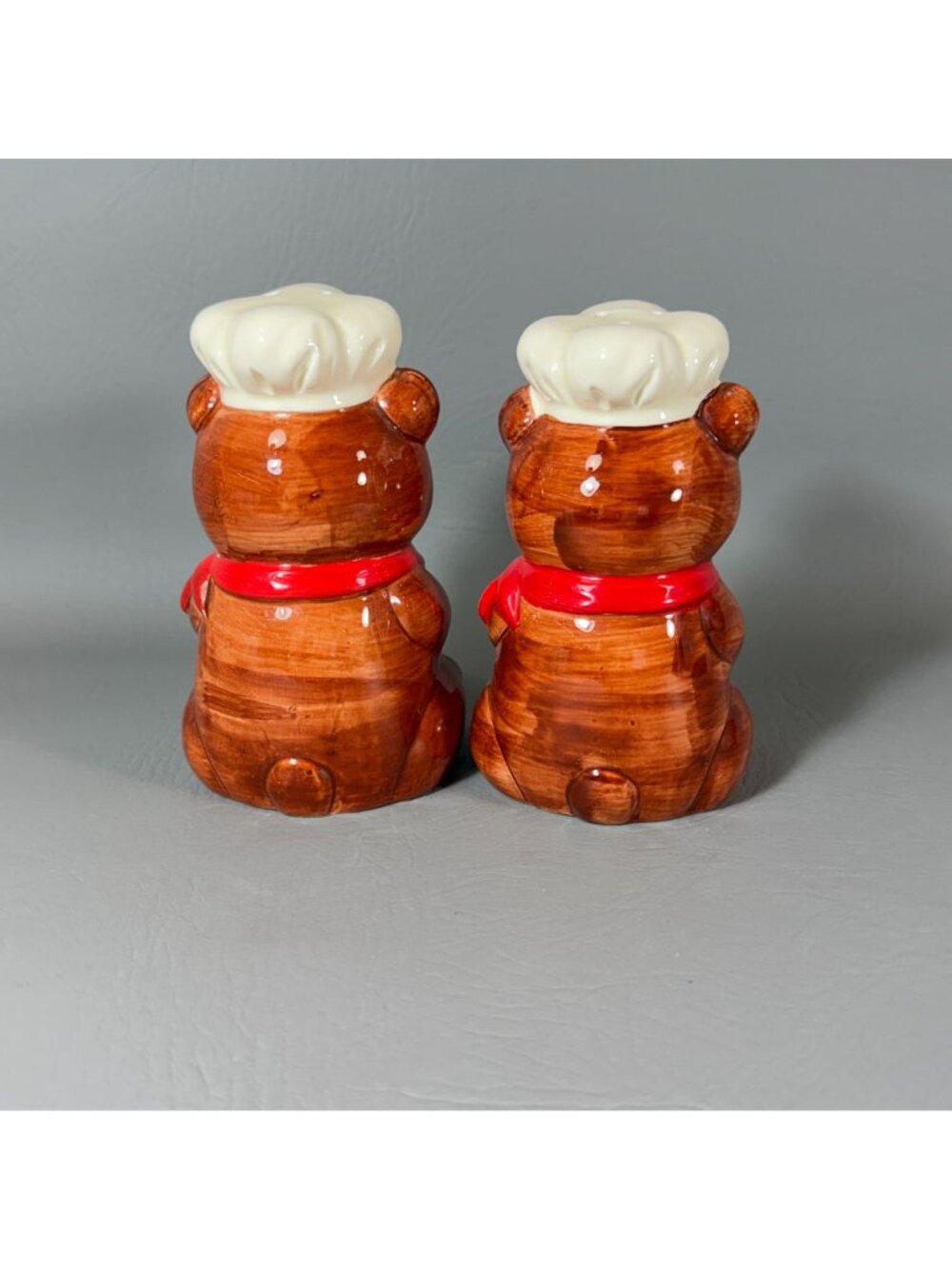 MCM B&D Japan Teddy Bear Chef Salt and Pepper Shaker Set 1980s Kitchen Kitsch - Picture 4 of 8
